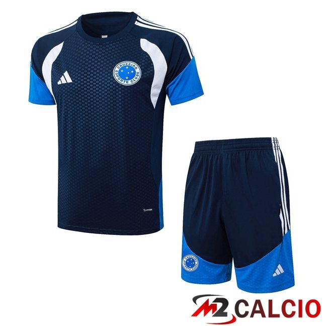 Maglie Calcio Personalizzate,Tute Calcio Squadre,Maglia Nazionale Italiana Calcio | Insieme T Shirt Allenamento Cruzeiro EC + Pantaloncini Blu Reale 2026/2027