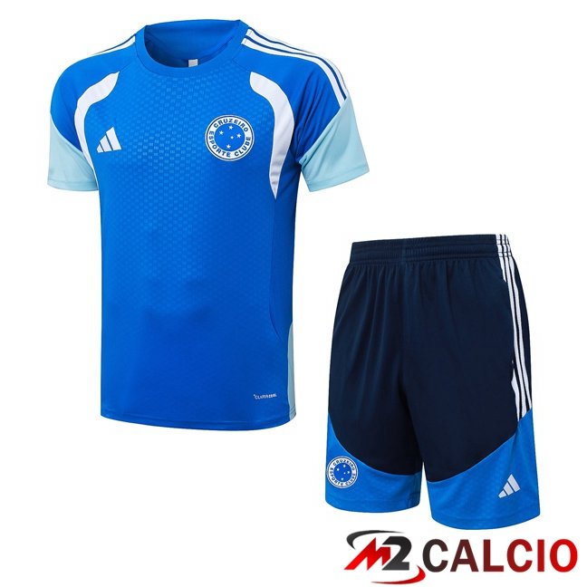 Maglie Calcio Personalizzate,Tute Calcio Squadre,Maglia Nazionale Italiana Calcio | Insieme T Shirt Allenamento Cruzeiro EC + Pantaloncini Blu 2026/2027