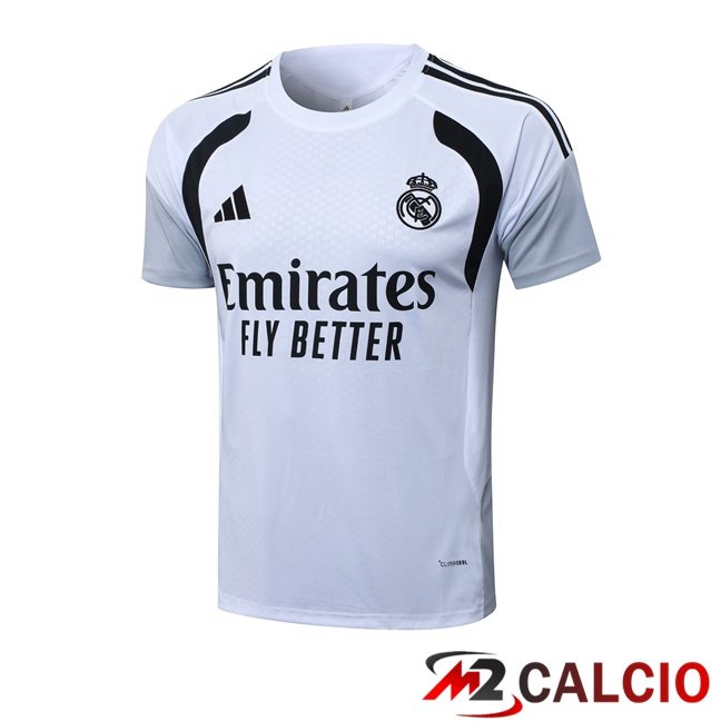 Maglie Calcio Personalizzate,Tute Calcio Squadre,Maglia Nazionale Italiana Calcio | T Shirt Allenamento Real Madrid Bianco 2026/2027