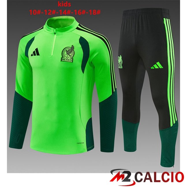 Maglie Calcio Personalizzate,Tute Calcio Squadre,Maglia Nazionale Italiana Calcio | Insieme Tuta Calcio Messico Bambino Verde 2026/2027