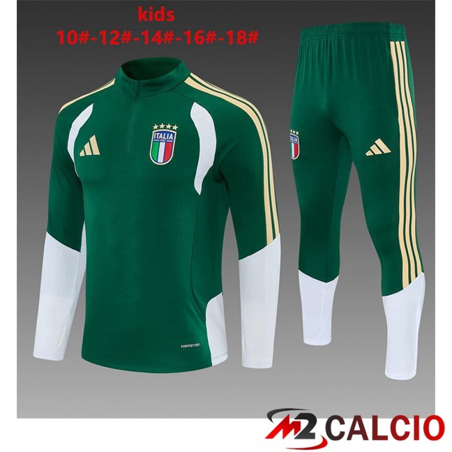 Maglie Calcio Personalizzate,Tute Calcio Squadre,Maglia Nazionale Italiana Calcio | Insieme Tuta Calcio Italia Bambino Verde 2026/2027