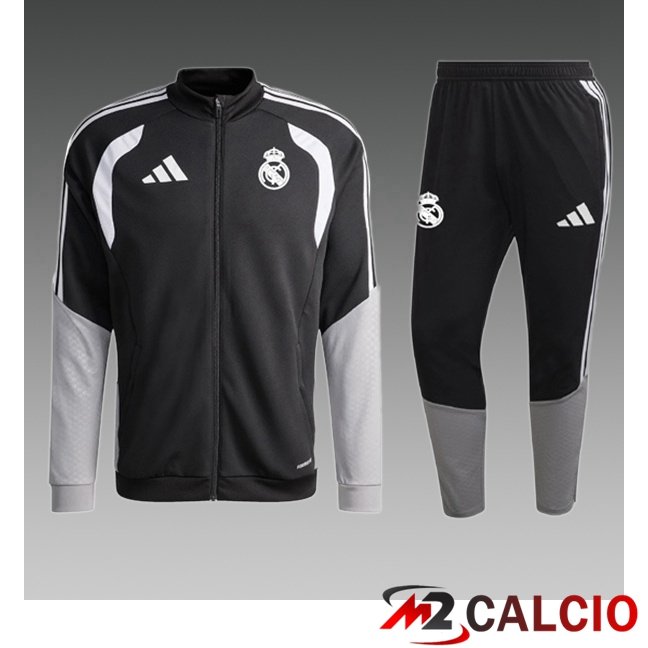 Maglie Calcio Personalizzate,Tute Calcio Squadre,Maglia Nazionale Italiana Calcio | Insieme Tuta Calcio - Giacca Real Madrid Bambino Nero 2026/2027