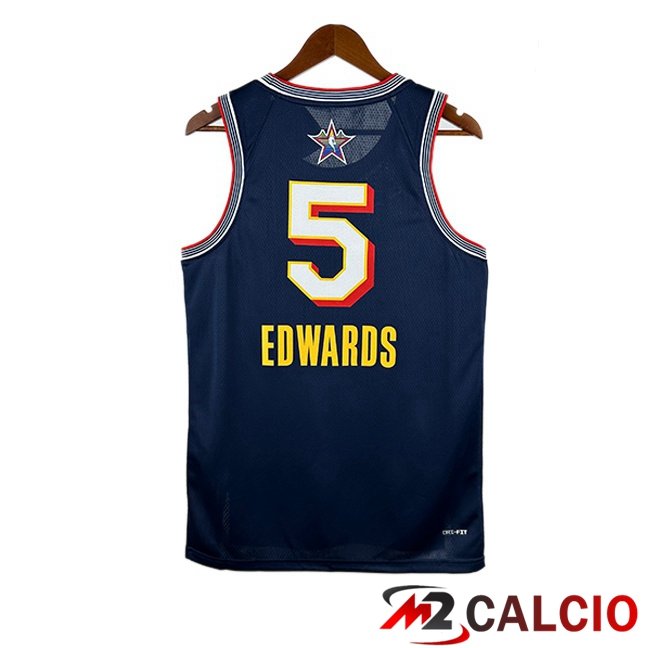Maglie Calcio Personalizzate,Tute Calcio Squadre,Maglia Nazionale Italiana Calcio | Maglia NBA American All-Star (Anthony Edwards 5) Blu Reale 2024/2025