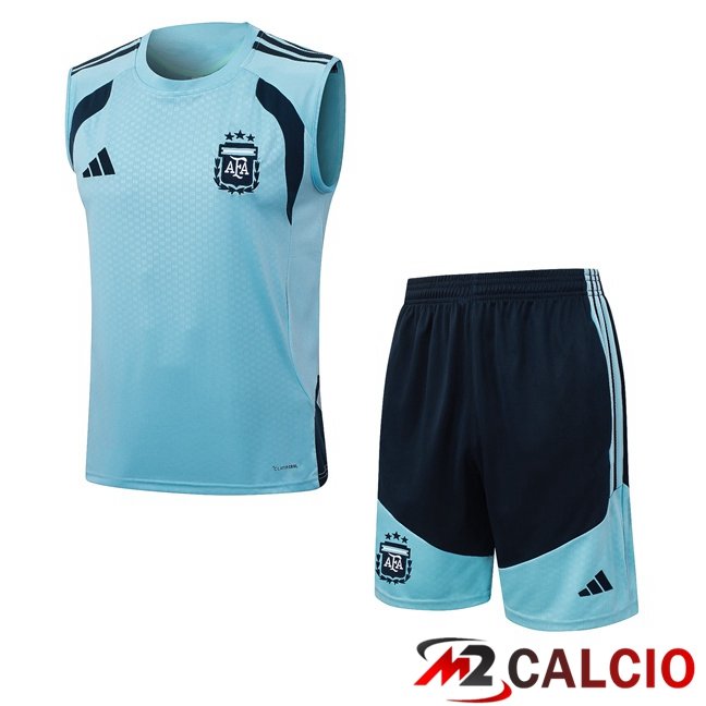 Maglie Calcio Personalizzate,Tute Calcio Squadre,Maglia Nazionale Italiana Calcio | Canotta Allenamento Argentina + Pantaloncini Blu 2026/2027