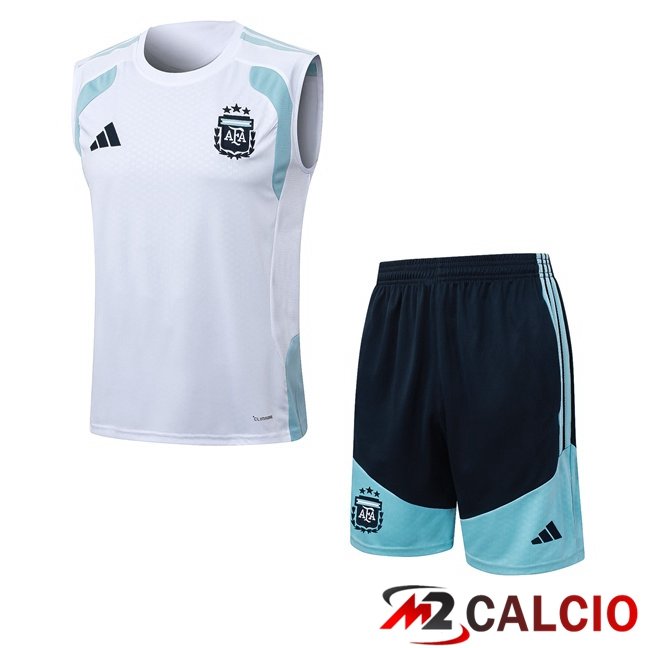 Maglie Calcio Personalizzate,Tute Calcio Squadre,Maglia Nazionale Italiana Calcio | Canotta Allenamento Argentina + Pantaloncini Bianco 2026/2027