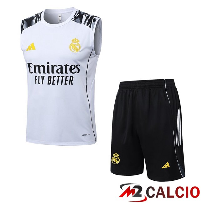 Maglie Calcio Personalizzate,Tute Calcio Squadre,Maglia Nazionale Italiana Calcio | Canotta Allenamento Real Madrid + Pantaloncini Bianco 2026/2027