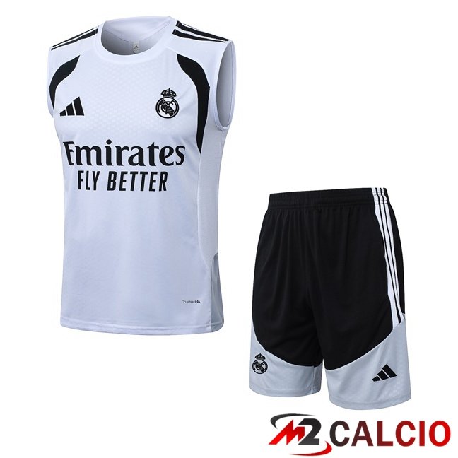 Maglie Calcio Personalizzate,Tute Calcio Squadre,Maglia Nazionale Italiana Calcio | Canotta Allenamento Real Madrid + Pantaloncini Bianco 2026/2027