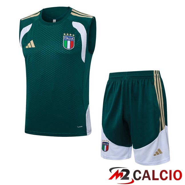 Maglie Calcio Personalizzate,Tute Calcio Squadre,Maglia Nazionale Italiana Calcio | Canotta Allenamento Italia + Pantaloncini Verde 2026/2027