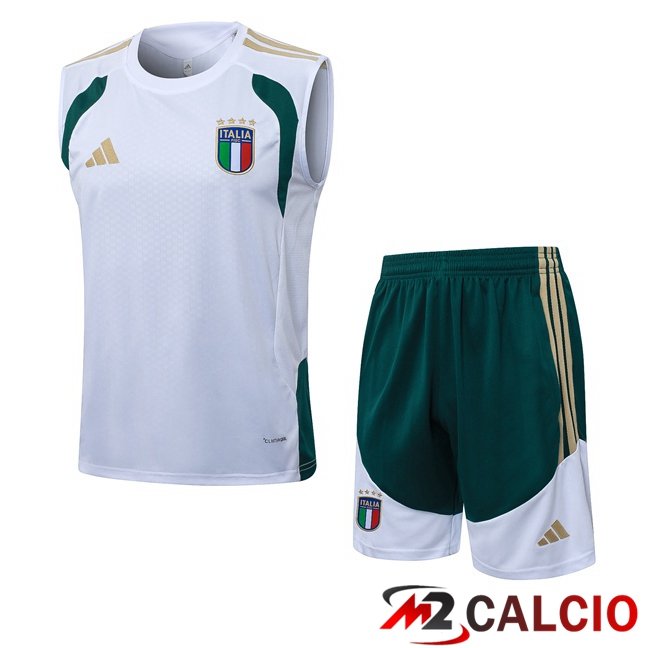 Maglie Calcio Personalizzate,Tute Calcio Squadre,Maglia Nazionale Italiana Calcio | Canotta Allenamento Italia + Pantaloncini Bianco 2026/2027