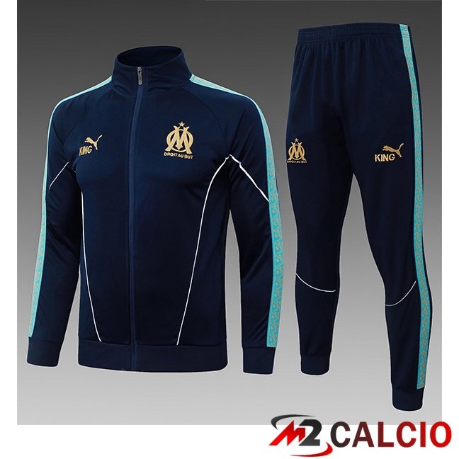 Maglie Calcio Personalizzate,Tute Calcio Squadre,Maglia Nazionale Italiana Calcio | Insieme Tuta Calcio - Giacca Marsiglia OM Bambino Blu Reale 2026/2027