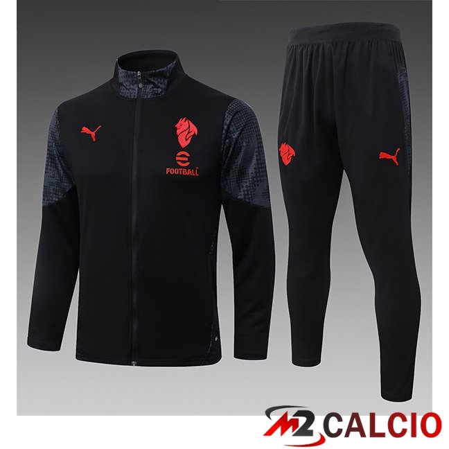 Maglie Calcio Personalizzate,Tute Calcio Squadre,Maglia Nazionale Italiana Calcio | Insieme Tuta Calcio - Giacca AC Milan Bambino Nero 2026/2027