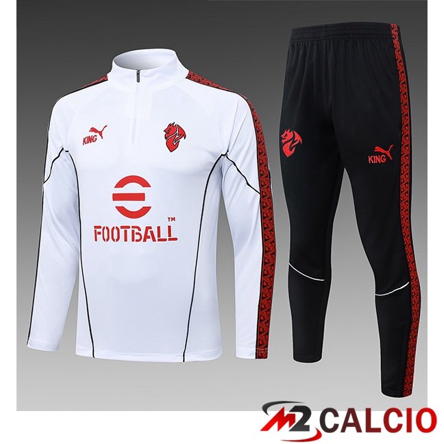 Maglie Calcio Personalizzate,Tute Calcio Squadre,Maglia Nazionale Italiana Calcio | Insieme Tuta Calcio AC Milan Bambino Bianco 2026/2027