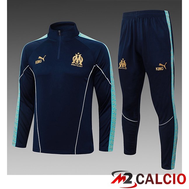 Maglie Calcio Personalizzate,Tute Calcio Squadre,Maglia Nazionale Italiana Calcio | Insieme Tuta Calcio Marsiglia OM Bambino Blu Reale 2026/2027