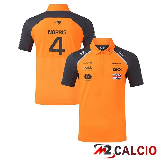 Maglie Calcio Personalizzate,Tute Calcio Squadre,Maglia Nazionale Italiana Calcio | Polo Formule 1 McLaren (NORRIS 4) Arancia Blu Reale 2025/2026
