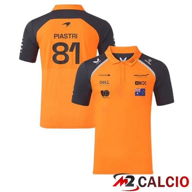 Maglie Calcio Personalizzate,Tute Calcio Squadre,Maglia Nazionale Italiana Calcio | Polo Formule 1 McLaren (PIASTRI 81) Arancia Blu Reale 2025/2026