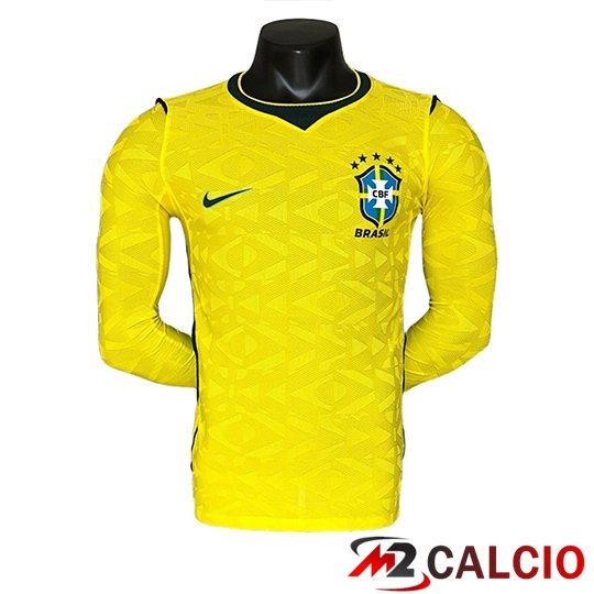 Maglie Calcio Personalizzate,Tute Calcio Squadre,Maglia Nazionale Italiana Calcio | Maglie Calcio Brasile Manica Lunga Portiere Coppa Del Mondo 2026