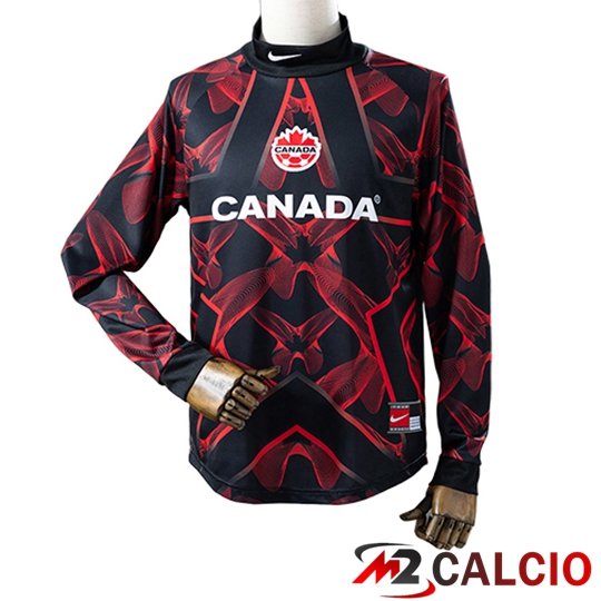 Maglie Calcio Personalizzate,Tute Calcio Squadre,Maglia Nazionale Italiana Calcio | Maglie Calcio Canada Manica Lunga Portiere Nero/Rosso 2026/2027