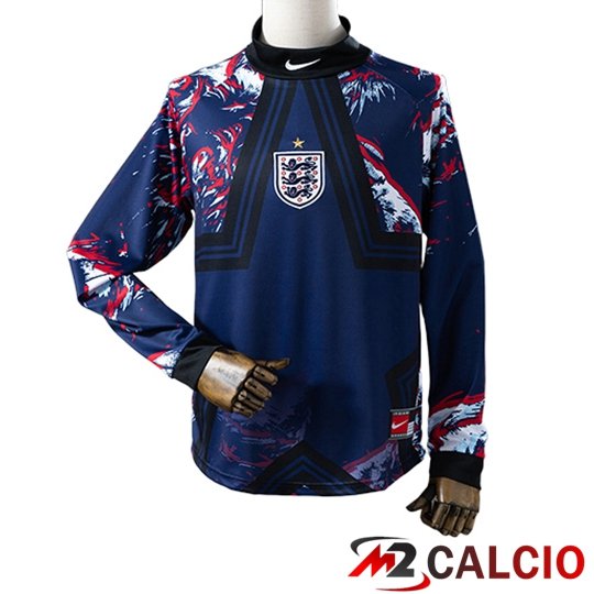 Maglie Calcio Personalizzate,Tute Calcio Squadre,Maglia Nazionale Italiana Calcio | Maglie Calcio Inghilterra Manica Lunga Portiere Blu Marinoe 2026/2027
