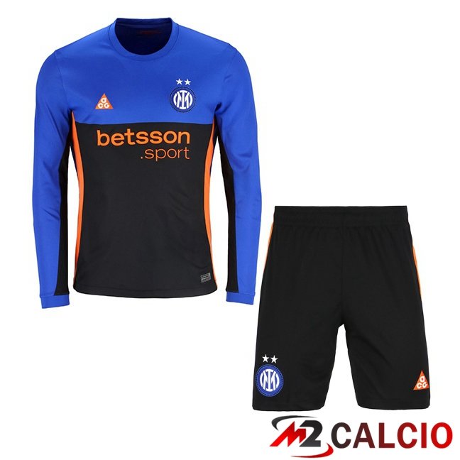 Maglie Calcio Personalizzate,Tute Calcio Squadre,Maglia Nazionale Italiana Calcio | Maglie Calcio Inter Milan Bambino Quarto Manica Lunga Blu Nero 2025/2026