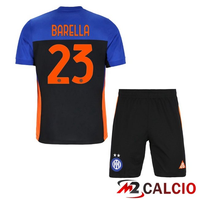 Maglie Calcio Personalizzate,Tute Calcio Squadre,Maglia Nazionale Italiana Calcio | Maglie Calcio Inter Milan (BARELLA 23) Bambino Quarto Blu Nero 2025/2026