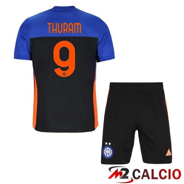 Maglie Calcio Personalizzate,Tute Calcio Squadre,Maglia Nazionale Italiana Calcio | Maglie Calcio Inter Milan (THURAM 9) Bambino Quarto Blu Nero 2025/2026