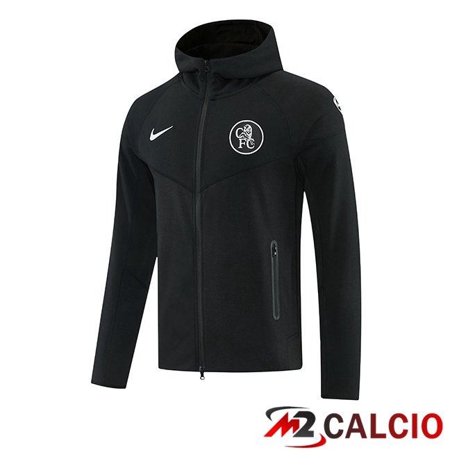 Maglie Calcio Personalizzate,Tute Calcio Squadre,Maglia Nazionale Italiana Calcio | Felpa Con Cappuccio FC Chelsea Nero 2026/2027