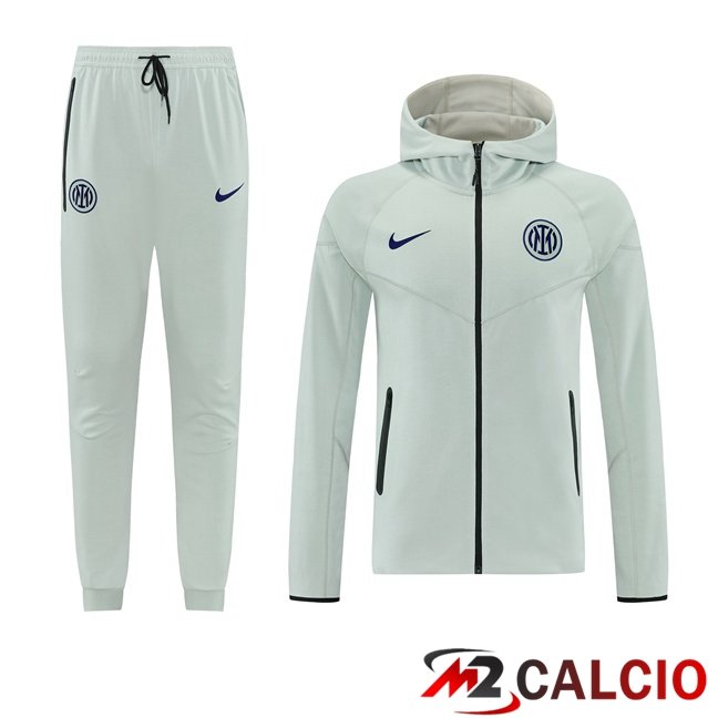 Maglie Calcio Personalizzate,Tute Calcio Squadre,Maglia Nazionale Italiana Calcio | Tuta Calcio - Felpa Con Cappuccio Inter Milan Grigio 2026/2027