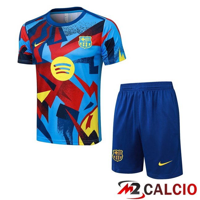 Maglie Calcio Personalizzate,Tute Calcio Squadre,Maglia Nazionale Italiana Calcio | Insieme T Shirt Allenamento FC Barcellona + Pantaloncini Blu Rosso 2026/2027