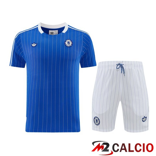 Maglie Calcio Personalizzate,Tute Calcio Squadre,Maglia Nazionale Italiana Calcio | Insieme T Shirt Allenamento FC Chelsea + Pantaloncini Blu 2026/2027