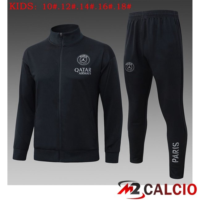 Maglie Calcio Personalizzate,Tute Calcio Squadre,Maglia Nazionale Italiana Calcio | Insieme Tuta Calcio - Giacca Paris PSG Bambino Nero 2026/2027