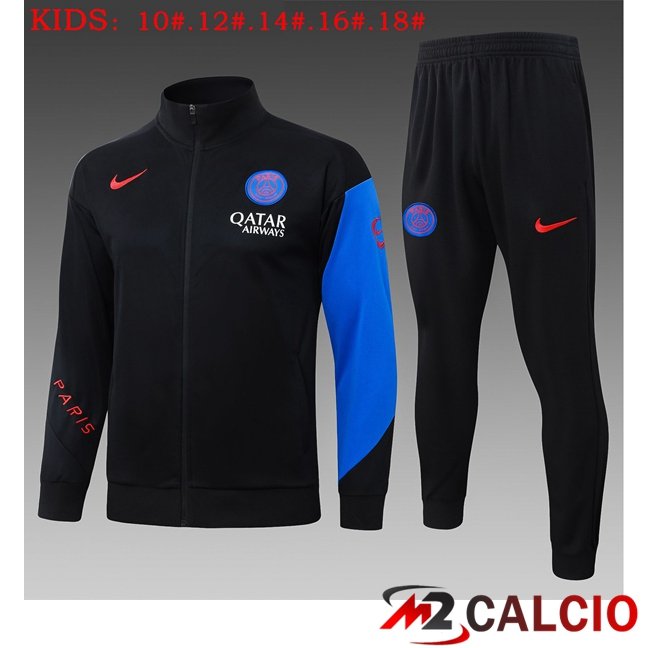 Maglie Calcio Personalizzate,Tute Calcio Squadre,Maglia Nazionale Italiana Calcio | Insieme Tuta Calcio - Giacca Paris PSG Bambino Nero 2026/2027