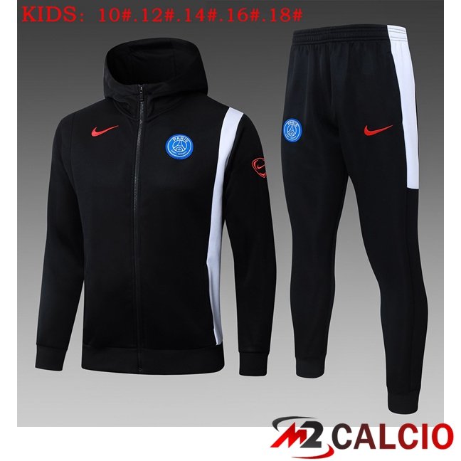 Maglie Calcio Personalizzate,Tute Calcio Squadre,Maglia Nazionale Italiana Calcio | Giacca Con Cappuccio Tuta Calcio Paris PSG Bambino Nero 2026/2027