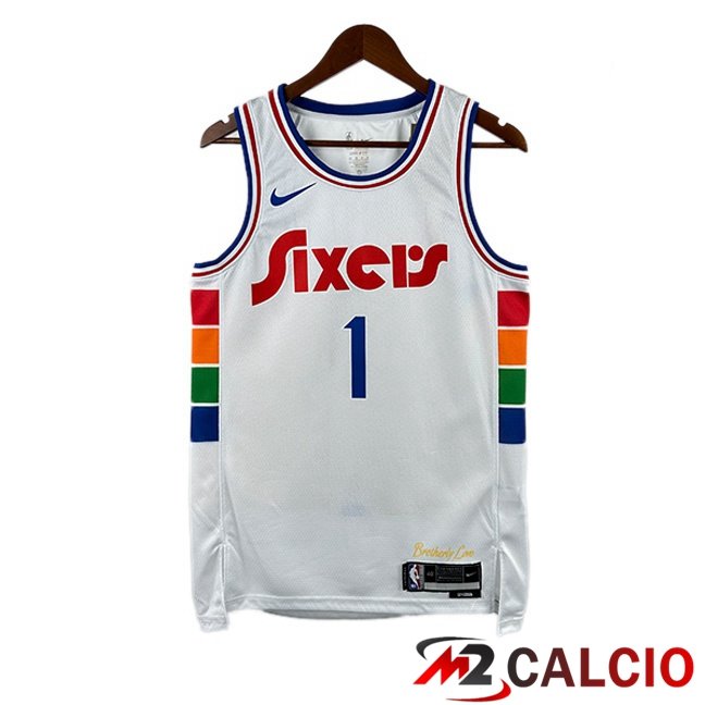 Maglie Calcio Personalizzate,Tute Calcio Squadre,Maglia Nazionale Italiana Calcio | Maglia NBA Philadelphia 76ers (James Harden 1) Bianco 2024/2025