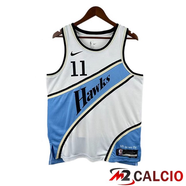 Maglie Calcio Personalizzate,Tute Calcio Squadre,Maglia Nazionale Italiana Calcio | Maglia NBA Atlanta Hawks (Trae Young 3) Blu Bianco 2024/2025