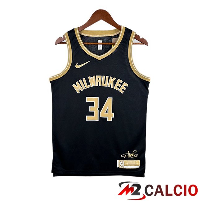 Maglie Calcio Personalizzate,Tute Calcio Squadre,Maglia Nazionale Italiana Calcio | Maglia NBA Milwaukee Bucks(Giannis Antetokounmpo 34) Nero 2023/2024