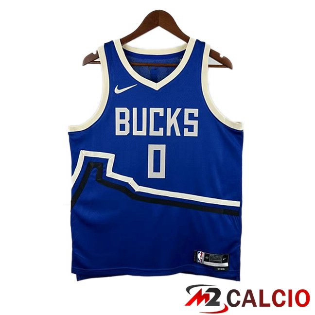 Maglie Calcio Personalizzate,Tute Calcio Squadre,Maglia Nazionale Italiana Calcio | Maglia NBA Milwaukee Bucks(Damian Lillard 0) Blu 2024/2025