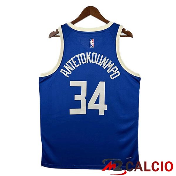 Maglia NBA Milwaukee Bucks(Giannis Antetokounmpo 34) Blu 2024/2025