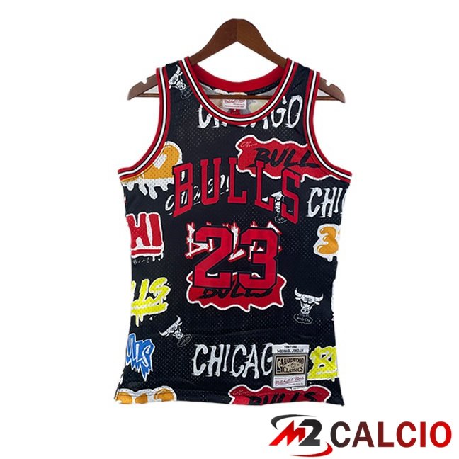 Maglie Calcio Personalizzate,Tute Calcio Squadre,Maglia Nazionale Italiana Calcio | Maglia NBA Chicago Bulls (Michael Jordan 23) Retro Nero 1997-1998