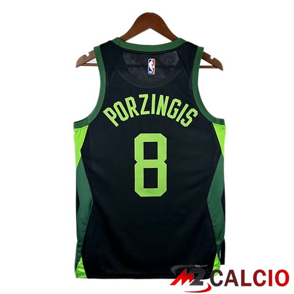 Maglia NBA Boston Celtics (Kristaps Porzingis 8) Nero Verde 2024/2025