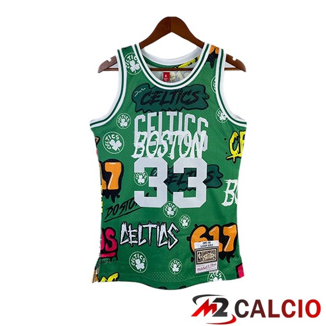 Maglie Calcio Personalizzate,Tute Calcio Squadre,Maglia Nazionale Italiana Calcio | Maglia NBA Boston Celtics (Larry Bird 33) Retro Verde 1985-1986