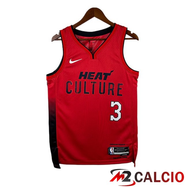 Maglie Calcio Personalizzate,Tute Calcio Squadre,Maglia Nazionale Italiana Calcio | Maglia NBA Miami Heat (Dwyane Wade 3) Rosso 2024/2025