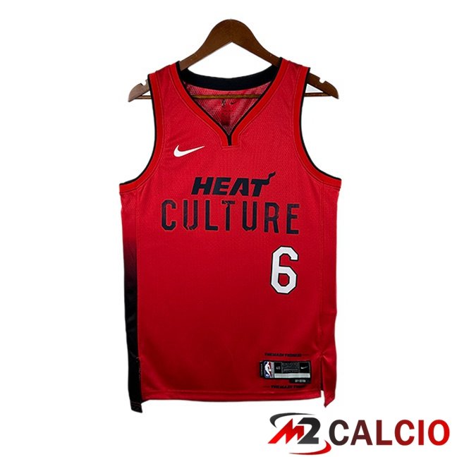 Maglie Calcio Personalizzate,Tute Calcio Squadre,Maglia Nazionale Italiana Calcio | Maglia NBA Miami Heat (LeBron James 6) Rosso 2024/2025