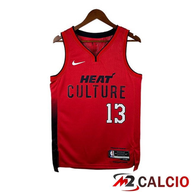 Maglie Calcio Personalizzate,Tute Calcio Squadre,Maglia Nazionale Italiana Calcio | Maglia NBA Miami Heat (Bam Adebayo 13) Rosso 2024/2025