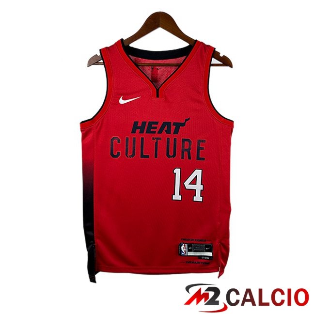 Maglie Calcio Personalizzate,Tute Calcio Squadre,Maglia Nazionale Italiana Calcio | Maglia NBA Miami Heat (Tyler Herro 14) Rosso 2024/2025