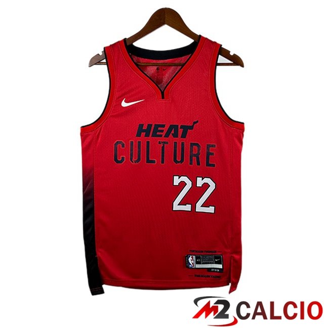 Maglie Calcio Personalizzate,Tute Calcio Squadre,Maglia Nazionale Italiana Calcio | Maglia NBA Miami Heat (Jimmy Butler III 22) Rosso 2024/2025