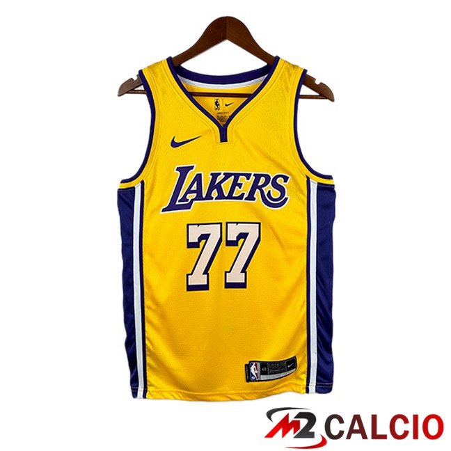 Maglie Calcio Personalizzate,Tute Calcio Squadre,Maglia Nazionale Italiana Calcio | Maglia NBA Los Angeles Lakers (Luka Dončić 77) Edizione Speciale Giallo