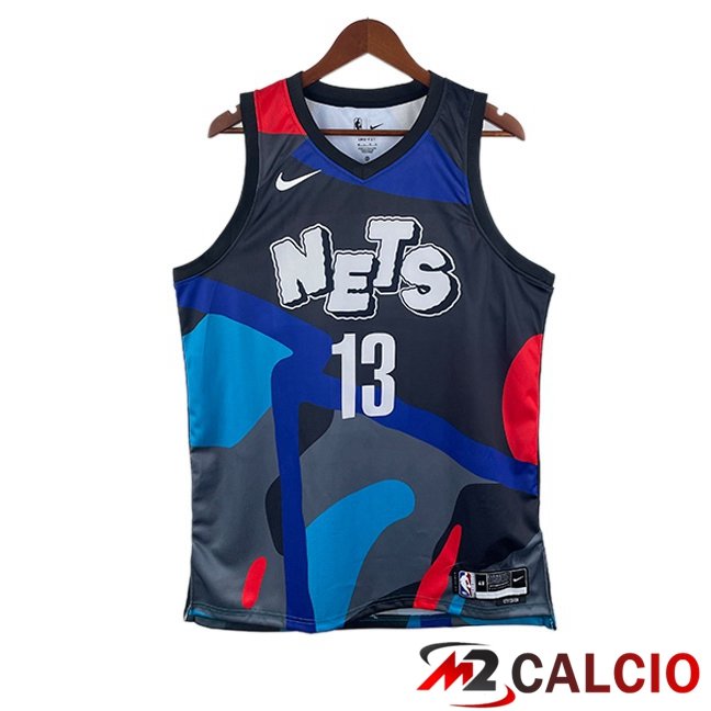 Maglie Calcio Personalizzate,Tute Calcio Squadre,Maglia Nazionale Italiana Calcio | Maglia NBA Brooklyn Nets (James Harden 13) Blu Nero 2024/2025
