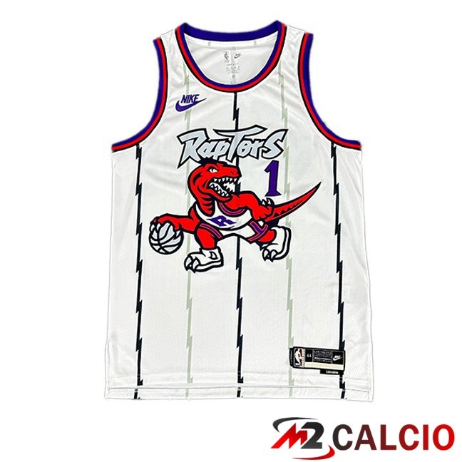 Maglie Calcio Personalizzate,Tute Calcio Squadre,Maglia Nazionale Italiana Calcio | Maglia NBA Toronto Raptors (Tracy McGrady 1) Retro Bianco 1998-1999