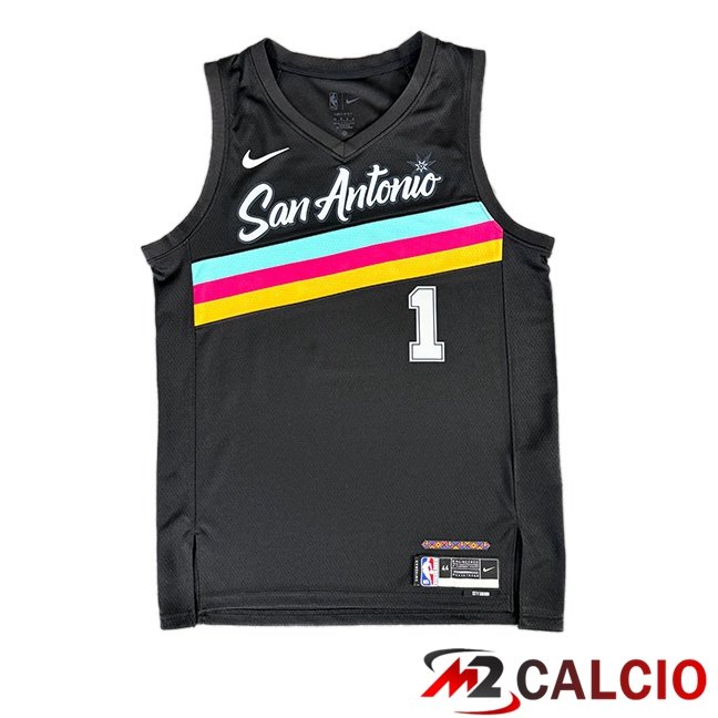 Maglia NBA San Antonio Spurs (Victor Wembanyama 1) Nero 2025/2026