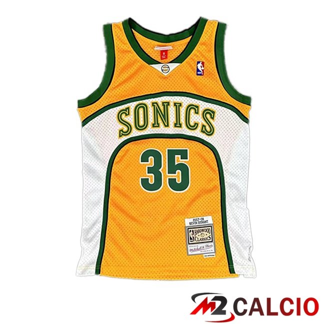 Maglie Calcio Personalizzate,Tute Calcio Squadre,Maglia Nazionale Italiana Calcio | Maglia NBA Oklahoma City Thunder (Kevin Durant 35) Retro Giallo 2007-2008